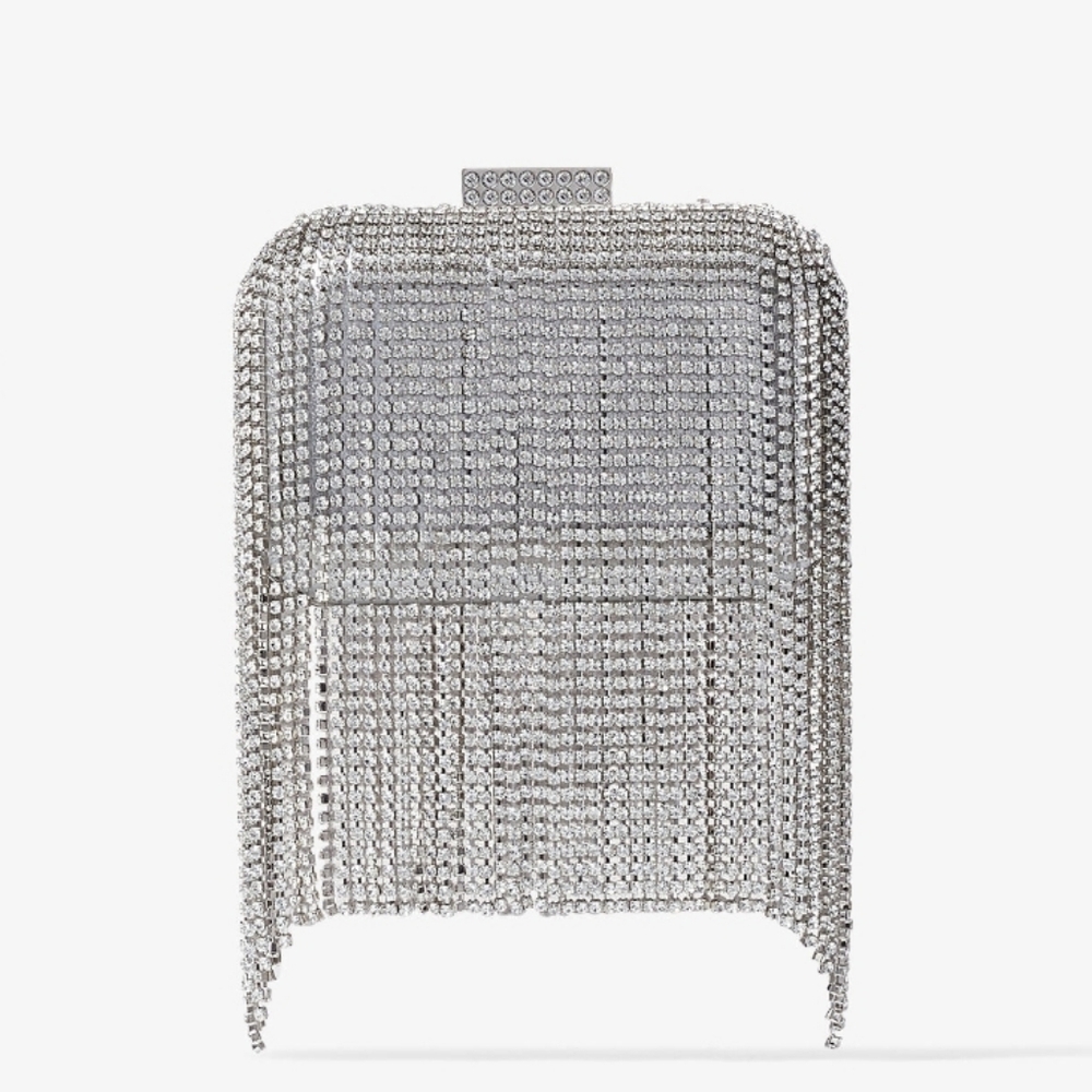 Jimmy Choo Micro Cloud Silver Crystal Mini Bag with Fringe